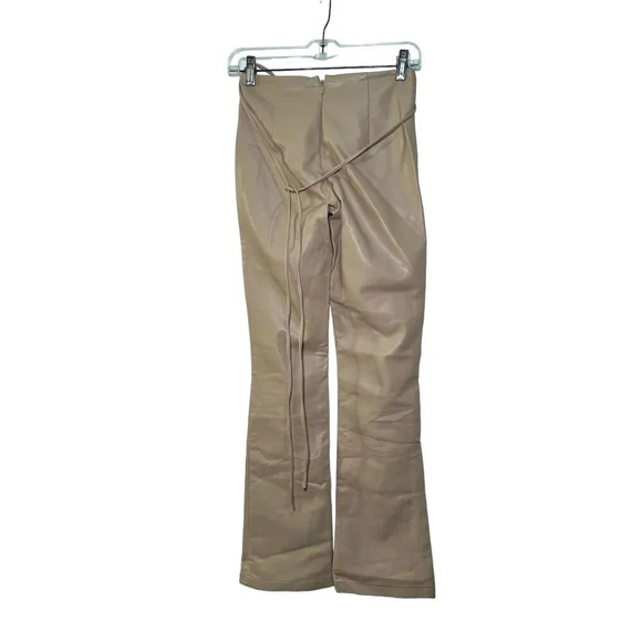 I AM GIA  Faux Leather waist tie up Pants in Tan Beige  size XXS - Picture 4 of 6